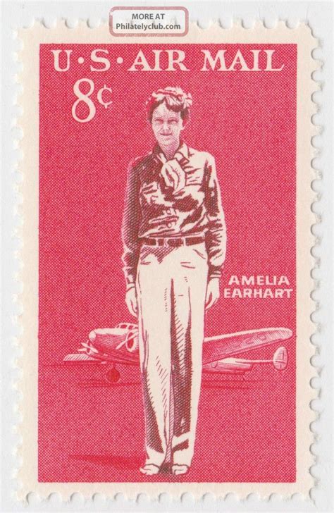 Amelia Earhart Us Air Mail 1963 Postage 8 Cent Stamp Airplane Usps