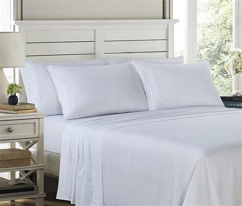 Plain Microfiber Bed Sheet Setwhite Queen Deep Pocket Bed Sheet Set 1800 Series 4 Pieces 1