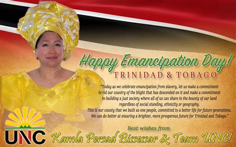 United National Congress Emancipation Day Message 2018 From The