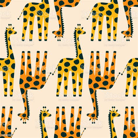 Funny African Giraffes Hand Drawn Vector Illustration Cute Colorful