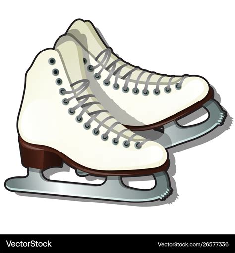 Pair White Ice Skates Isolated On White Royalty Free Vector