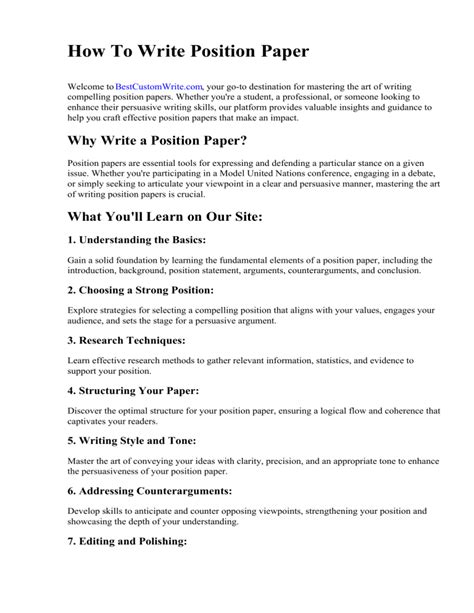 How To Write Position Paper