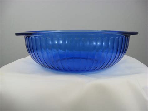 Cobalt Blue Vintage Pyrex Glass 2 Quart Casserole Ribbed Bowl Etsy