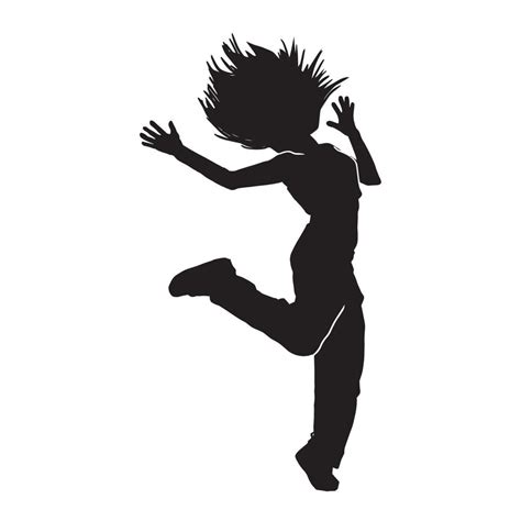 Female Hip Hop Dancer Woman Street Break Dance Vector Silhouette On