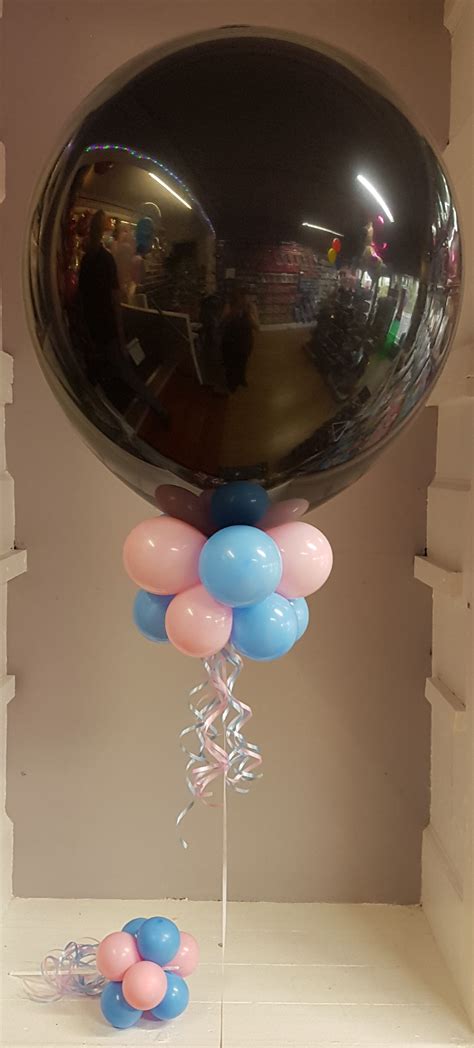 Gender Reveal Balloon With Pink And Blue Balloon Collar Baby Balloon