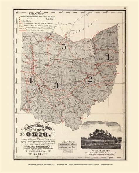 Ohio Historical 1872 Old State Map Reprint Ohio State Atlas Etsy