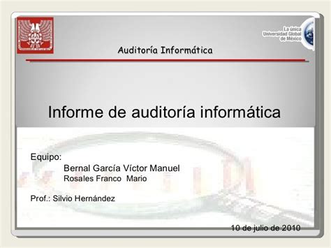 Presentacion Informe De Auditoria Final