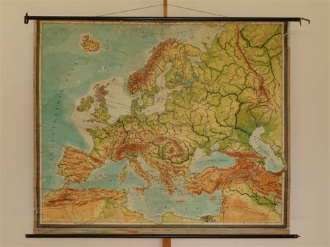 Europakarte Physisch Schlicht 1953 Schulwandkarte Wandkarte 203x169cm