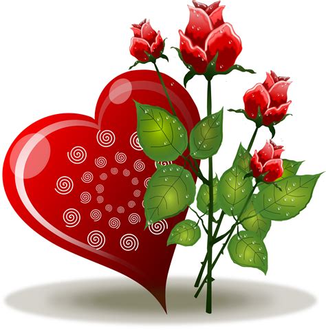 Clipart Coração E Rosas Hearth And Red Roses