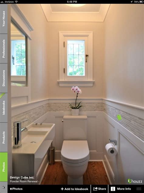 Look through half bath tile photos in different colors and styles and when you find some half. Half bath- tile above wainscoting. Love this! Like the ...