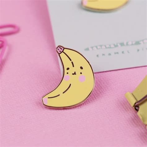 Enamel Pins Banana Cute Smiley Fruit Hard Enamel Pin Etsy