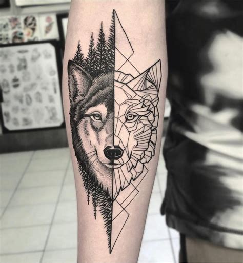 Geometric Line Tattoo Geometrictattoos Wolf Tattoo Sleeve Geometric