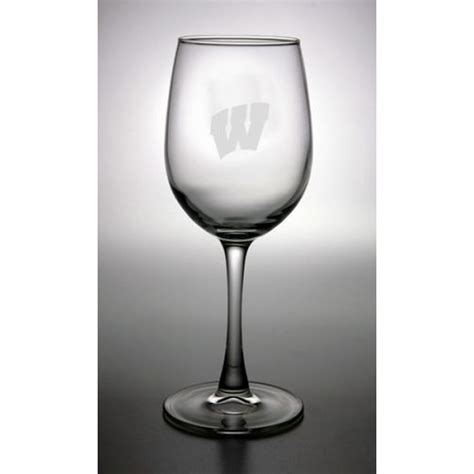 Wisconsin Badgers Deep Etched White Wine Glass