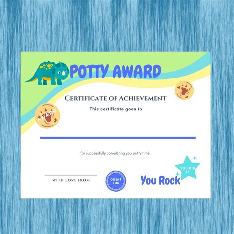 Potty Certificate Award Printable Etsy