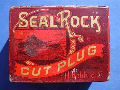 Rare 1890s Seal Rock Square Corner Tobacco Tin Great