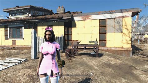 Fallout 4 Mod Review Tera Nurse Outfit Cbbe Curvy Youtube