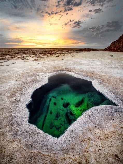 The „swimming Pool A Hole In A Salt Lake In The Danakil Desert
