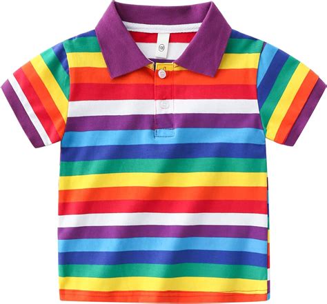Boys Rainbow Striped Polo Shirt Cotton Short Sleeve T Shirts 6t Amazon
