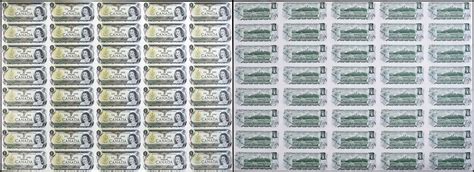 Canada 1 Dollar Banknote 1973 P 85c Unc 40 Pieces Uncut Sheet