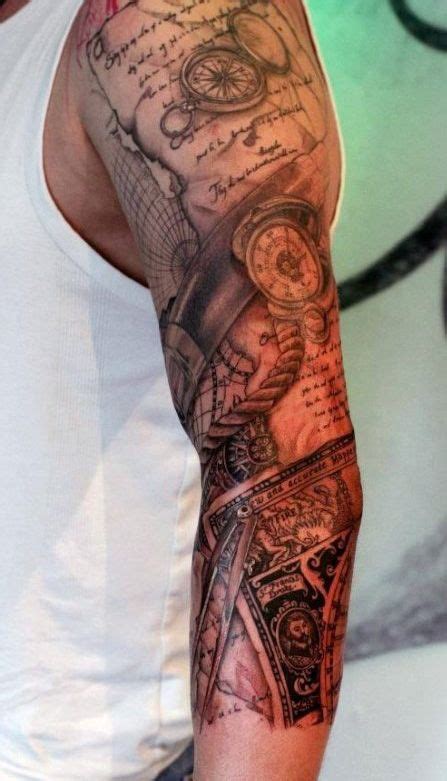 Three Quarter Sleeve Upper Arm Creative Half Sleeve Tattoos For Men