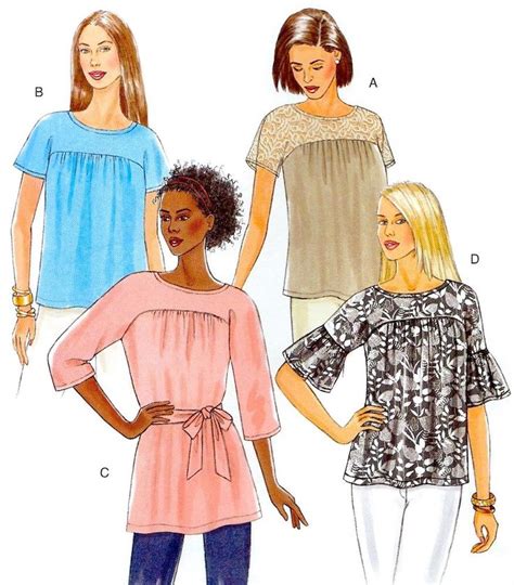 Brand New Miss Plus Size 16 26 Very Easy Tops Sewing Pattern Butterick