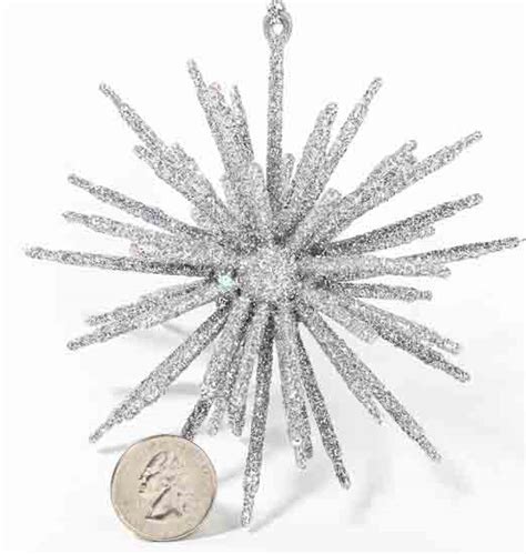 silver glitter starburst ball ornament christmas