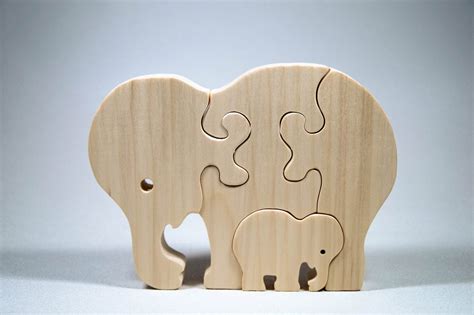 Elephant Puzzle Wood Baby Elephant Eco Friendly And Green For