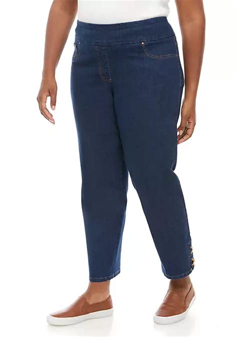 Ruby Rd Plus Size Stretch Denim Ankle Jeans With Hem Details Belk