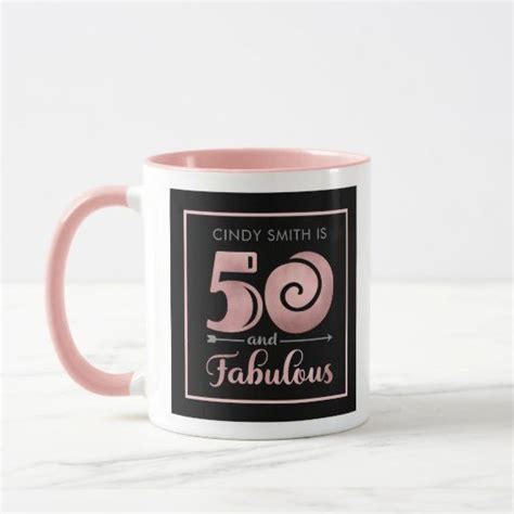 Cheers to this birthday guy/girl! Fifty and Fabulous Black Pink Glam 50th Birthday Mug ...