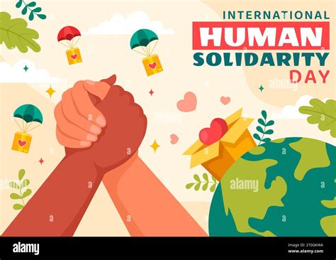 International Human Solidarity Day Vector Illustration On December 20 With Earth Hands And Love