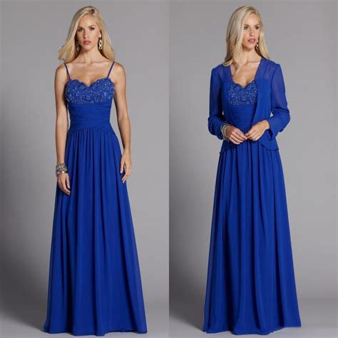 New 2017 Royal Blue Plus Size Mother Of The Bride Dresses Floor Length Chiffon Beaded Gorgeous