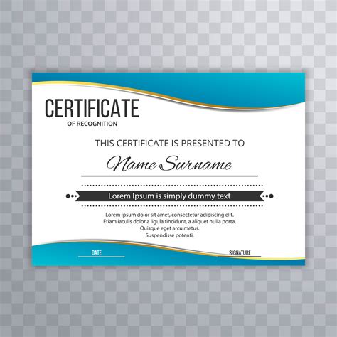 Certificate Premium Template Awards Diploma Blue Wave Design 244030