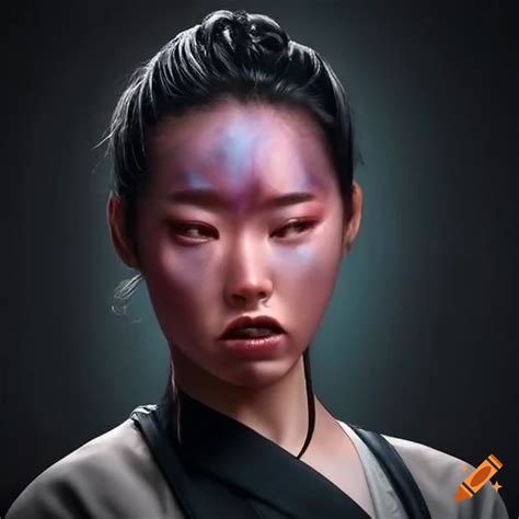 Asian Female Martial Artist With A Bruised And Dizzy Expression On Craiyon