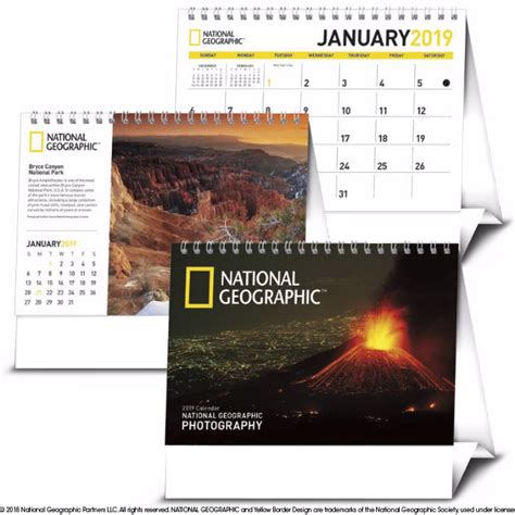 2019 National Geographic Photography Large Desk Calendar 7 12 X 6 1