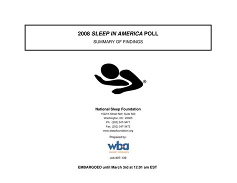 2008 Sleep In America Poll National Sleep Foundation Download Printable Pdf Templateroller