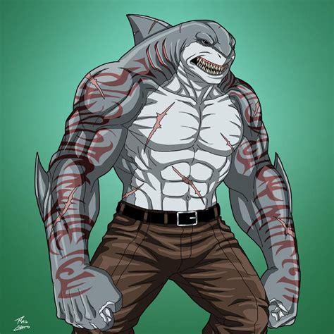 [fan art] king shark earth 27 art made by phil cho commissioned by roysovitch r kingshark