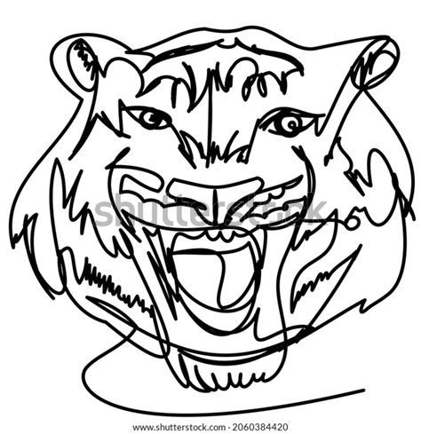 One Line Tiger Doodle Style On Stock Vector Royalty Free 2060384420