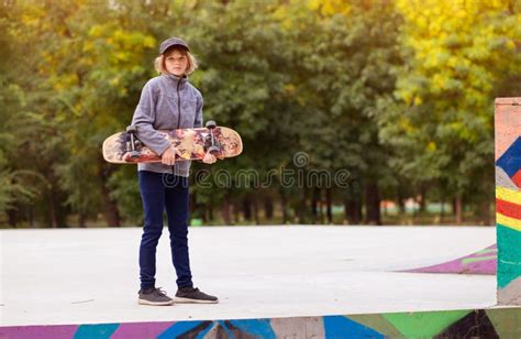 Skater Girl On Skatepark Moving On Skateboard Outdoors Stock Image Image Of Happy Board