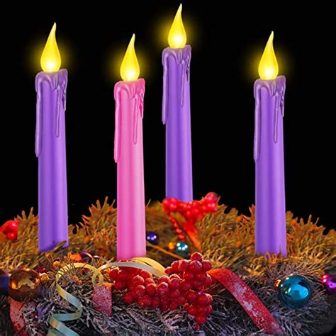 4 Pcs Led Flameless Advent Candle 10 Inch Flameless Flickering Candles