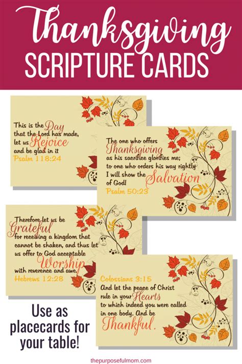Free Printable Thanksgiving Scripture Place Cards The Purposeful Mom