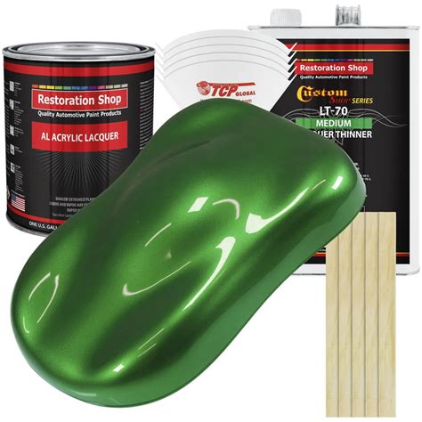Restoration Shop Gasser Green Metallic Acrylic Lacquer Auto Paint Complete Gallon Paint Kit