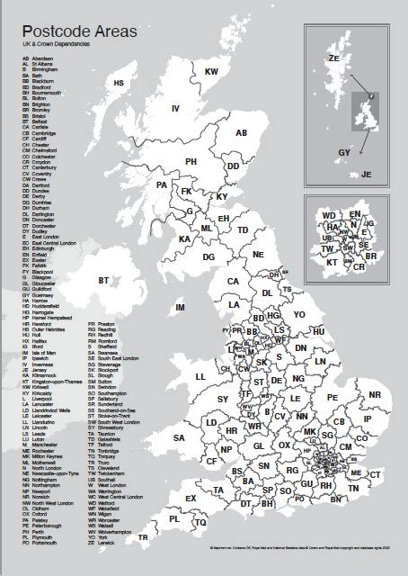 Uk Postcode Areas Map For Printing A Format Maproom