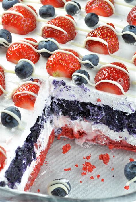 Delicious red white and blue desserts, recipes and crafts for patriotic memorial day and 4th of july celebrations. No Bake Summer Berry Lasagna - Chocolate Dessert Recipes ...