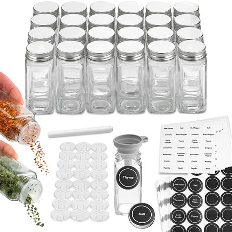 Buy Spice Jars Glass Empty 4 Oz 24 Piece Spice Bottles Empty Glass With Labels Container