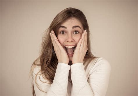 Happy Young Attractive Teenager Girl Shocked With Surprised Funny Face
