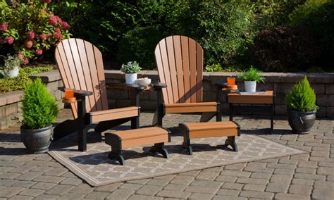 And since it's available in three versatile colorways—crisp white, sleek black, and soft brown—it shouldn't be hard to find an option that suits your backyard. Poly Adirondack Deluxe Chair Set With Foot Rests ...