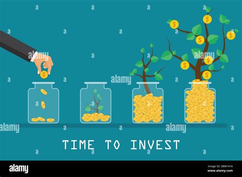 Time to invest concept. Grow business. Money tree and financial growth