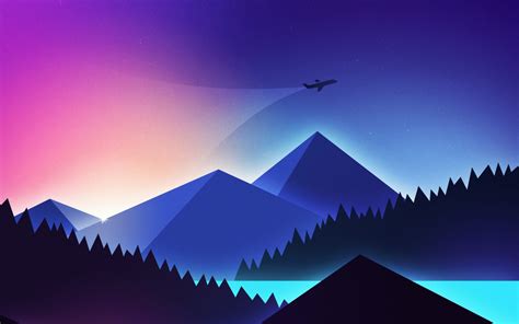 Download Wallpaper 1440x900 Minimalism Airplane Over Mountains