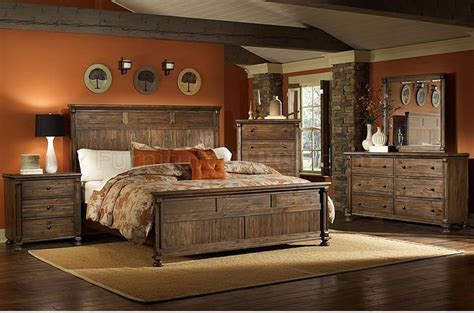 Warm Rustic Finish Traditional Bedroom Wpanel Bed And Options