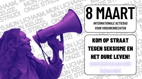 8 maart kom op straat tegen seksisme en het dure leven campagne rosa